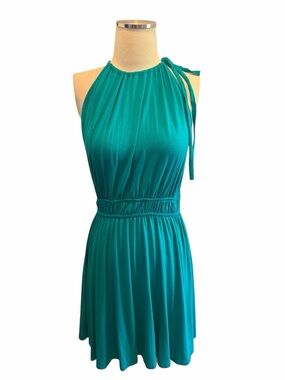 Magnolia Boutique Sleeveless One-Shoulder Teal Tie-Shoulder Dress Sz M